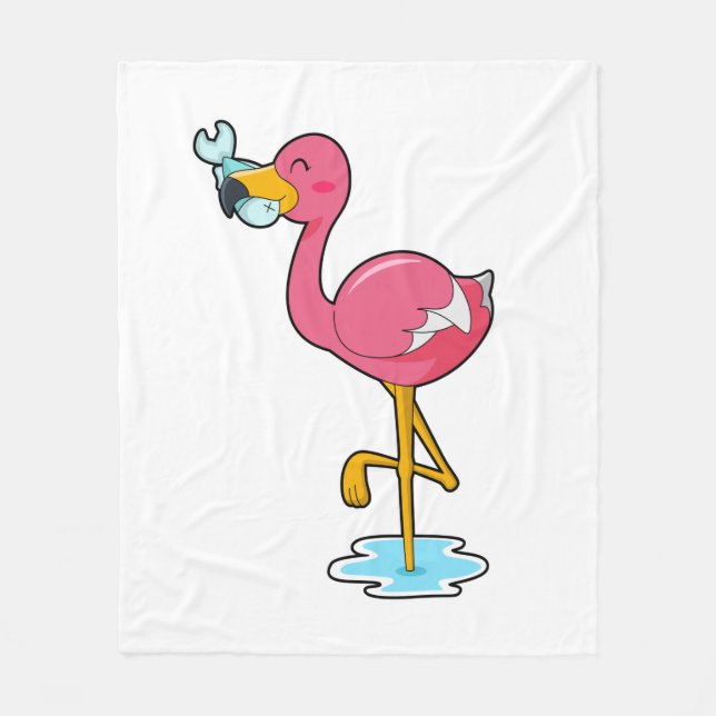 Manta Polar Flamingo con pescado (Anverso)