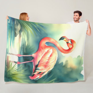 Manta Polar Flamingo de pintura acuarela
