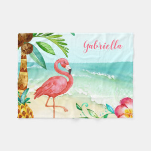 Manta Polar Flamingo de playa tropical personalizado