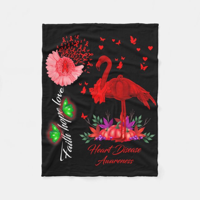 Manta Polar Flamingo Faith Hope Love Heart Disease Awareness  (Anverso)