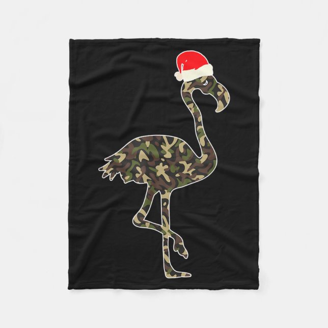 Manta Polar Flamingo Lover Christmas Santa Hat Camouflage Illu (Anverso)