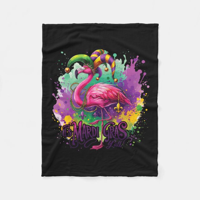 Manta Polar Flamingo Mardi Gras Fiesta del Carnaval (Anverso)