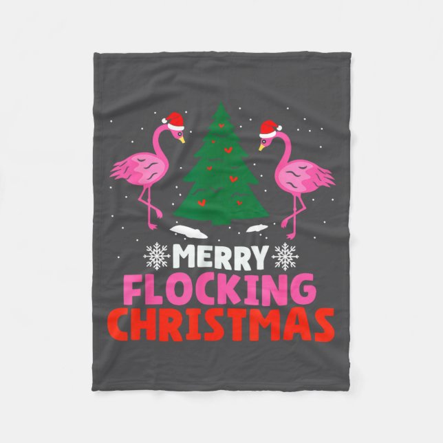 Manta Polar Flamingo Merry Flocking Christmas Funny Xmas Men W (Anverso)