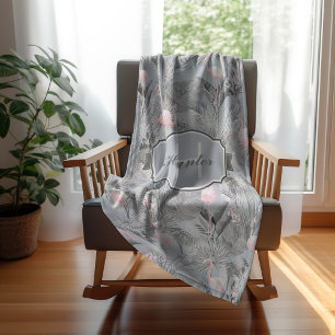 Manta Polar Flamingo Orquídea Trópico Patrón Gris ID868