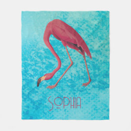 Manta Polar Flamingo rosa Audubon con acuarela azul