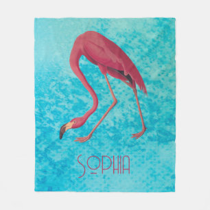 Manta Polar Flamingo rosa Audubon con acuarela azul