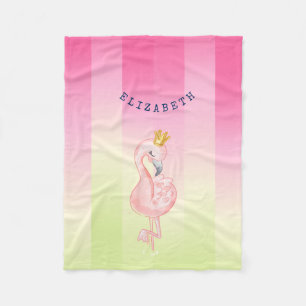 Manta Polar Flamingo rosa lindo Ombre rayado