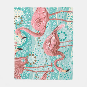 Manta Polar Flamingo Tropical: Papel de fondo floral vintage