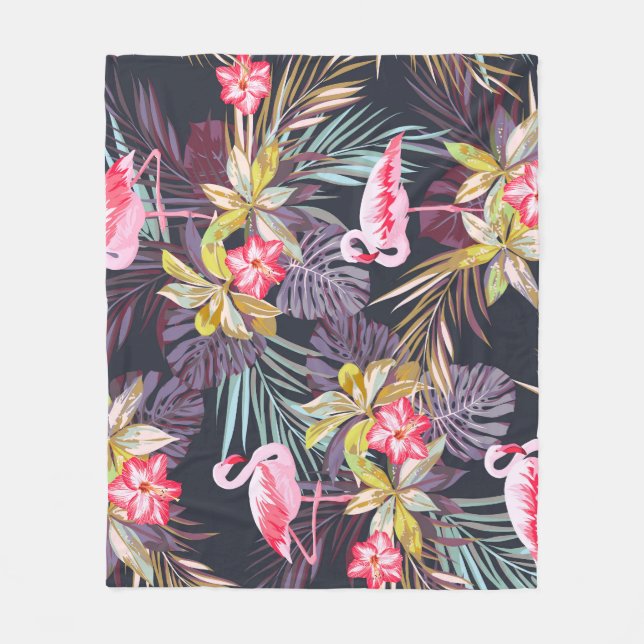 Manta Polar Flamingo Tropical: Patrón veraniego sin foco (Anverso)