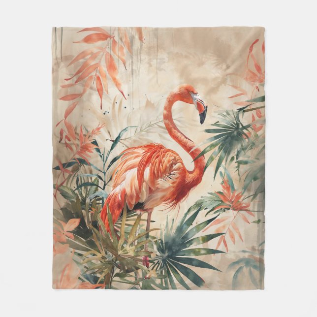 Manta Polar Flamingo tropical vintage (Anverso)