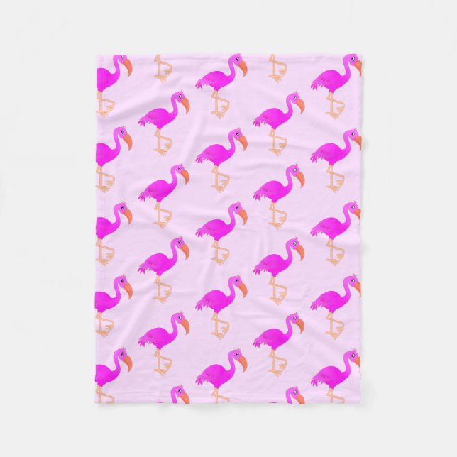Manta Polar Flamingos Fleece Blanket - Feliz (Anverso)