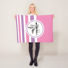 Manta Polar Flecha de amor de boho rosa, negro y blanco a raya