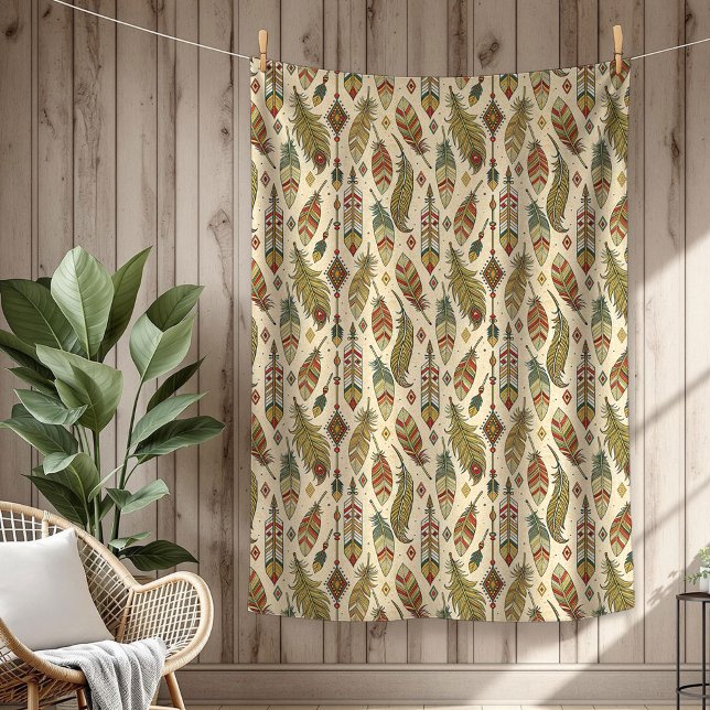 Manta Polar flecha de plumas étnicas tribales auténticas de Bo (Boho Native Authentic Tribal Ethnic feathers arrow Fleece Blanket)