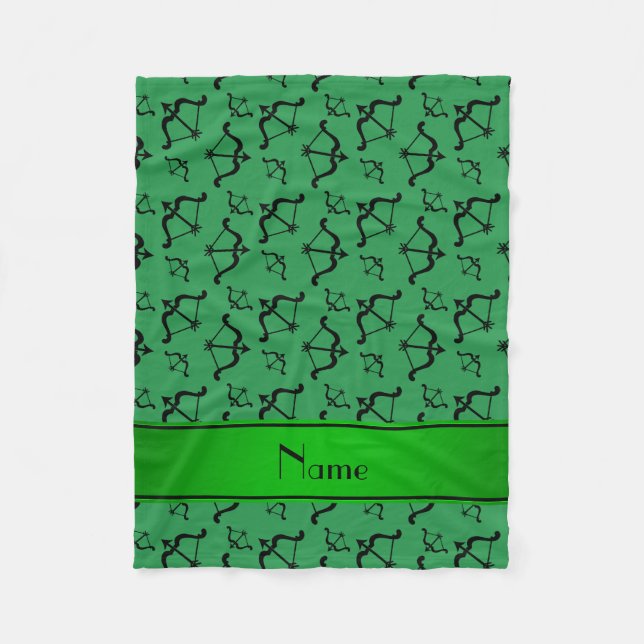 Manta Polar Flechas de arcos verdes de nombre personalizado (Anverso)