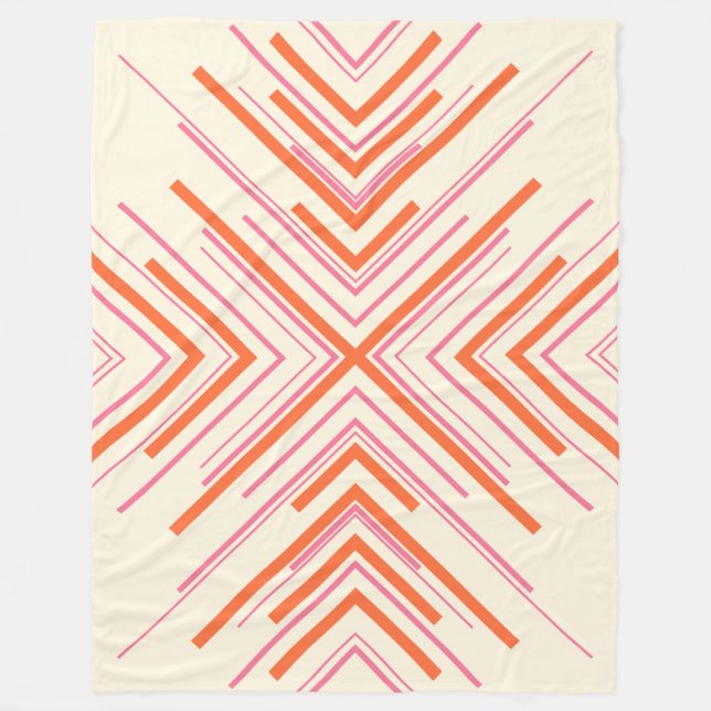 Manta Polar Flechas en rosa, Naranja y crema (Anverso)