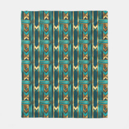 Manta Polar Flechas geométricas Art Deco, oro y turquesa