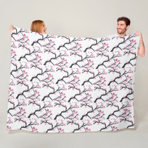 Manta Polar Fleche de cerezo rosa japonesa Sakura Kawaii