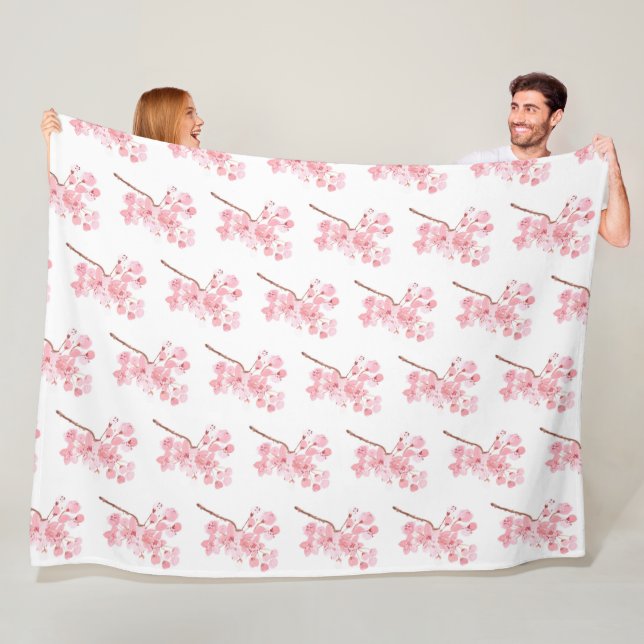 Manta Polar Fleche de cerezo rosa japonesa Sakura Kawaii (In situ)