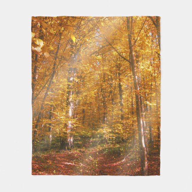 Manta Polar Fleece Blanket Autumn Forest Gold Rays (Anverso)
