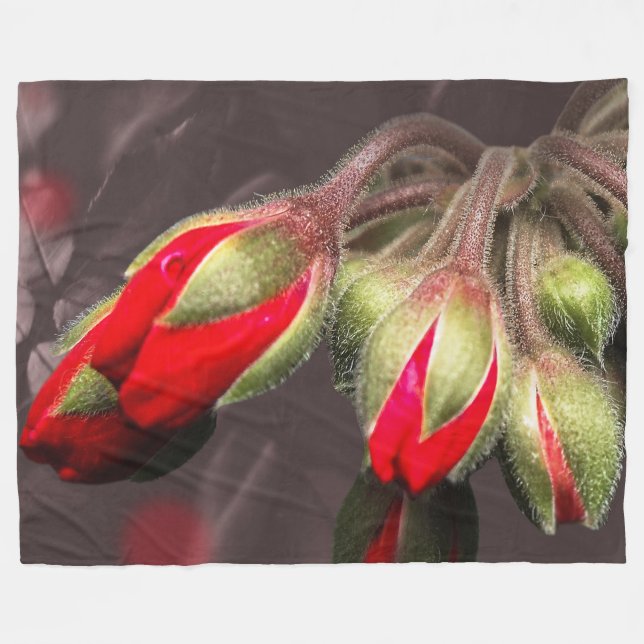Manta Polar Fleece Blanket Bloom Rojo Y Oscuro (Frente (Horizontal))