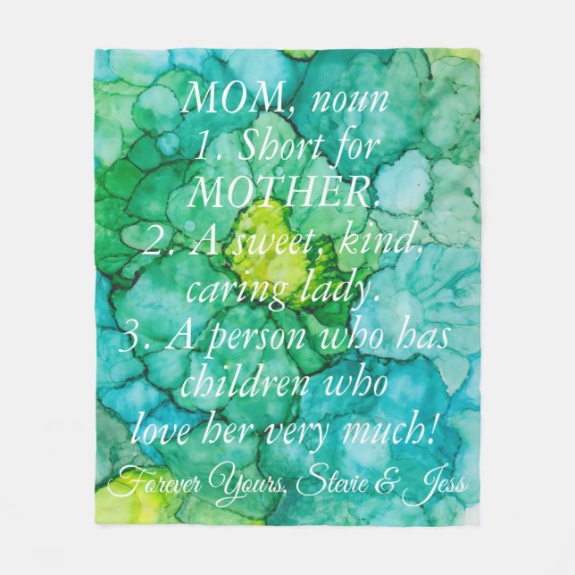Manta Polar Fleece Blanket "Blue-Green Flowers" Personaliza (Anverso)
