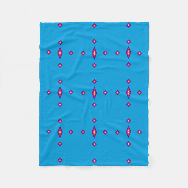 Manta Polar Fleece Blanket - Blue with Rainbow Diamonds (Anverso)