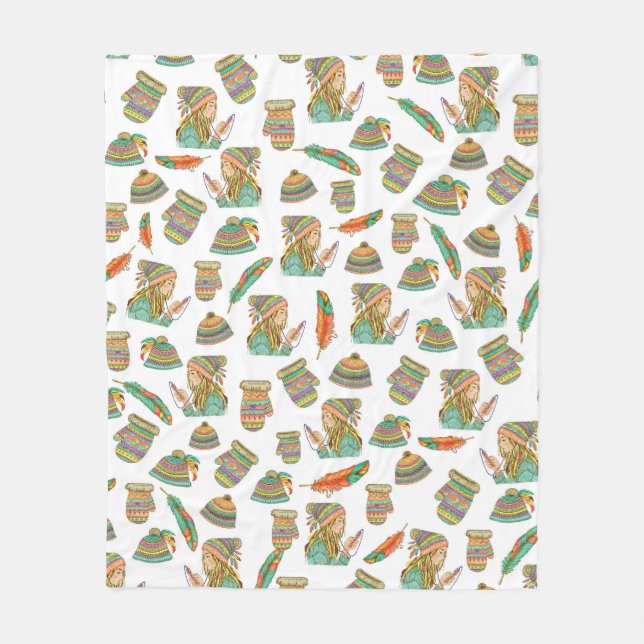 Manta Polar Fleece Blanket Boho Gorra Chica (Anverso)