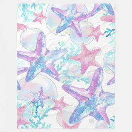 Manta Polar Fleece Blanket Bonito Patrón Starfish Rosa