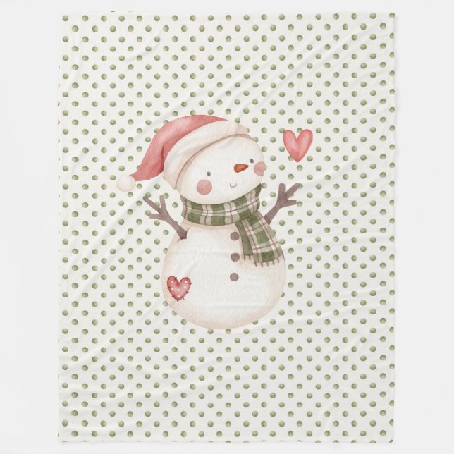 Manta Polar Fleece Blanket con Cute Snowman (Anverso)