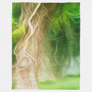 Manta Polar Fleece Blanket Dream Light Green Tree
