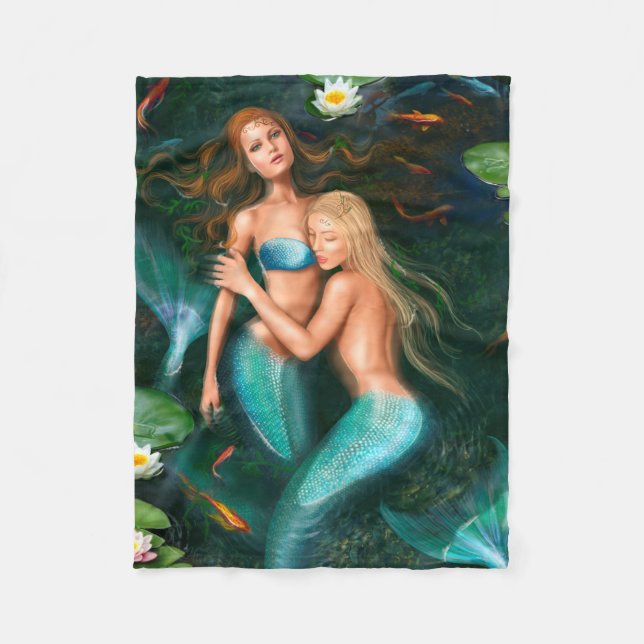 Manta Polar Fleece Blanket, Fantasía hermosas sirenas (Anverso)