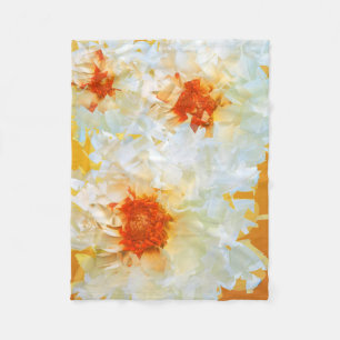 Manta Polar Fleece Blanket Flowers Naranja blanco Cubist