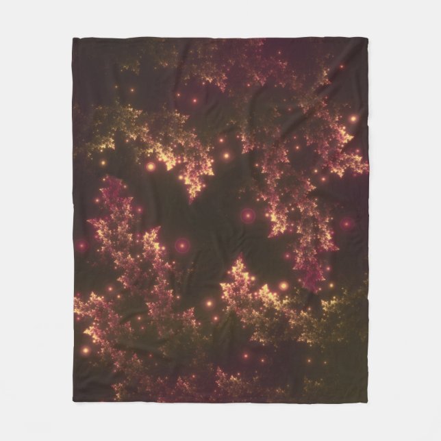 Manta Polar Fleece Blanket Fractal deja el brillo rojo (Anverso)
