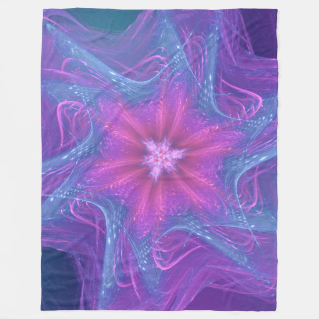 Manta Polar Fleece Blanket Fractal Delicate Paleta cian (Anverso)