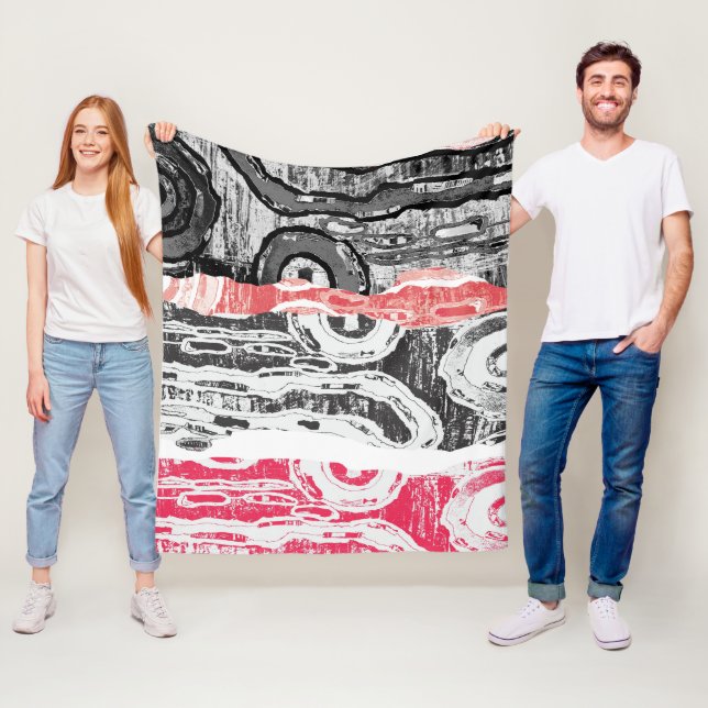 Manta Polar Fleece Blanket – Friction Lands Abstract Design (In situ)