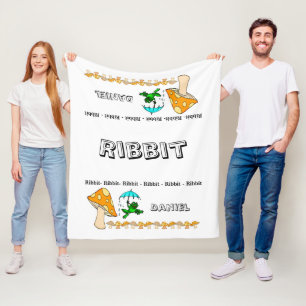 Manta Polar Fleece Blanket Frog Ribbit Mushroom