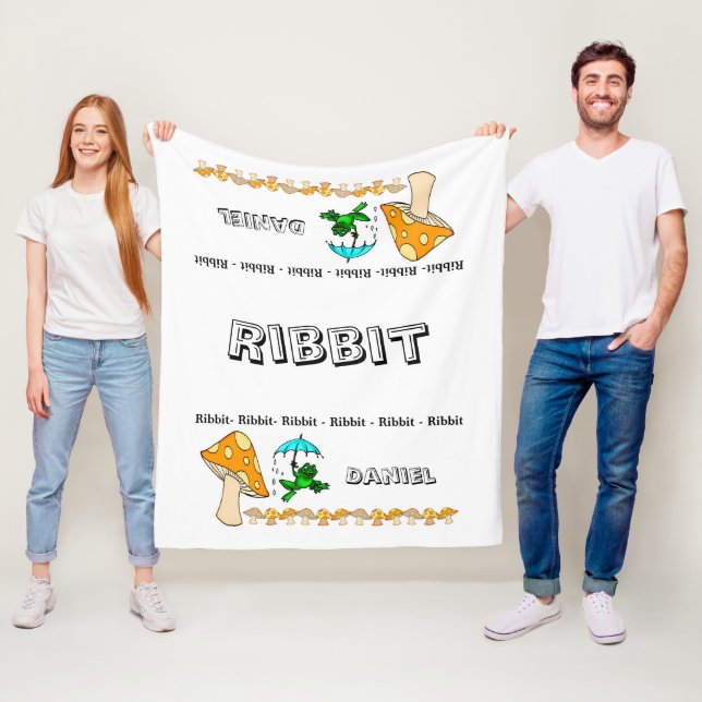 Manta Polar Fleece Blanket Frog Ribbit Mushroom (In situ)