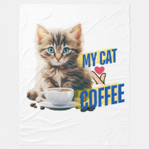 Fleece Blanket gato café