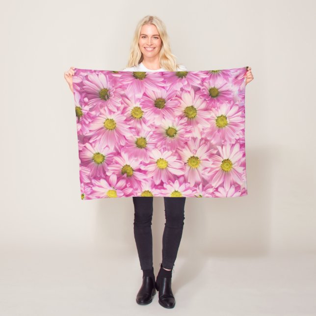 Manta Polar Fleece Blanket - Gerbera rosa Daisies (In situ)