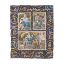 Fleece Blanket "Gold Blue Swirl" Photo Blanket