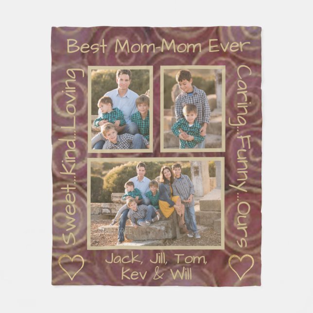 Manta Polar Fleece Blanket "Gold Burgundy Swirl" Photo Blanket (Anverso)