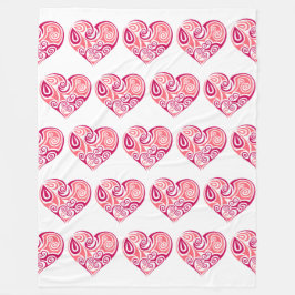 Manta Polar Fleece Blanket - Hearts Design 2