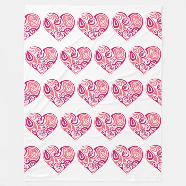 Manta Polar Fleece Blanket - Hearts Design 2 (Anverso)