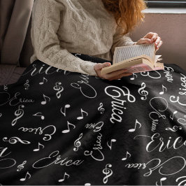 Manta Polar Fleece Blanket of Names y Speckled Musical Notes