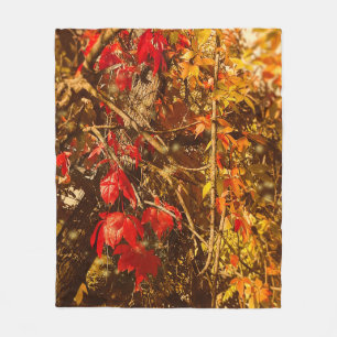 Manta Polar Fleece Blanket Otumn Red Yellow Vines