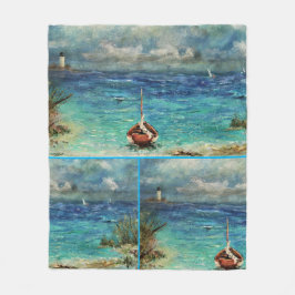 Manta Polar Fleece Blanket Sailboat Stormy Seas ANNSLEE