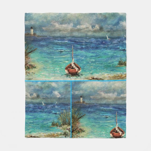 Manta Polar Fleece Blanket Sailboat Stormy Seas ANNSLEE (Anverso)
