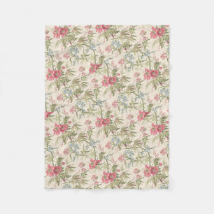Manta Polar Fleece Blanket Vintage Pink and Blue Floral