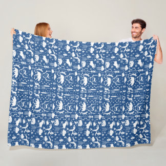 Manta Polar Fleece del patrón de arte folclórico Bear Deer Fox