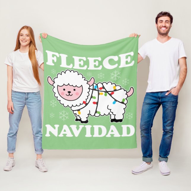 Manta Polar Fleece Navidad Feliz Navidad Kawaii Sheep (In situ)